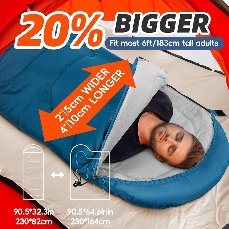 Mereza Sleeping Bags XL for Adults Cold Weather Mens Large Wide Sleeping Bag for Big and Tall Girls Boys with Compression Sack for Camping Backpacking Warm & Cool Weather - Image 4